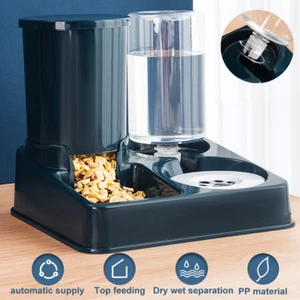 Automatic Pet Feeder Cat Dog Food Dispenser Dish Water Large Fountain Drink Bowl - Picture 1 of 9