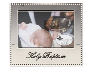 Lawrence 4x6 Holy Baptism Beaded Silver Frame (Same Shipping Any Qty) - Picture 1 of 3
