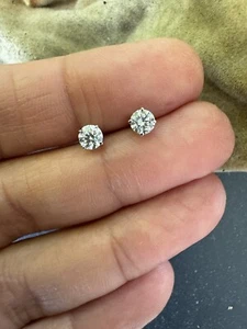 .50 TCW Lab Created Diamond Earrings, E VS1-VS2, 4 Prong 14K White Gold, round - Picture 1 of 7