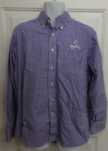 PGA Authentic Embroidered Quail Hollow Blue & White Plaid Mens Shirt Size Large - Picture 1 of 3