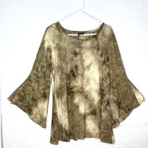 NWT New Directions Sz XL Women's Bell Sleeve Designer Tunic/Blouse. Taupe/Brown - Picture 1 of 6