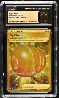 Big Charm Rebel Clash 206/192 Secret Rare Full Art CGC Pristine 10 Pop 8 Gold - Image 1 of 2