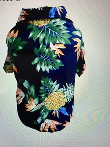 Dog Hawaiian Shirt NAVY TShirt Dog Cat Summer Beach Pineapple Small Dog Clothing - Picture 1 of 9