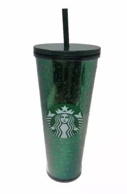 Starbucks 2019 Holiday Green Glitter Grid vaso frío 24 OZ Venti Foto 1 de 4