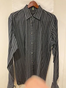 Ted Baker London Men’s Long Sleeve Shirt Black stripe Size 6 2XL - Picture 1 of 5