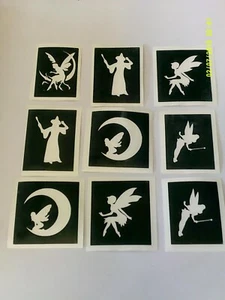 30 x Fairy Theme Schablonen für Glitzer / Airbrush Tattoos Märchen Tinkerbell - Picture 1 of 1