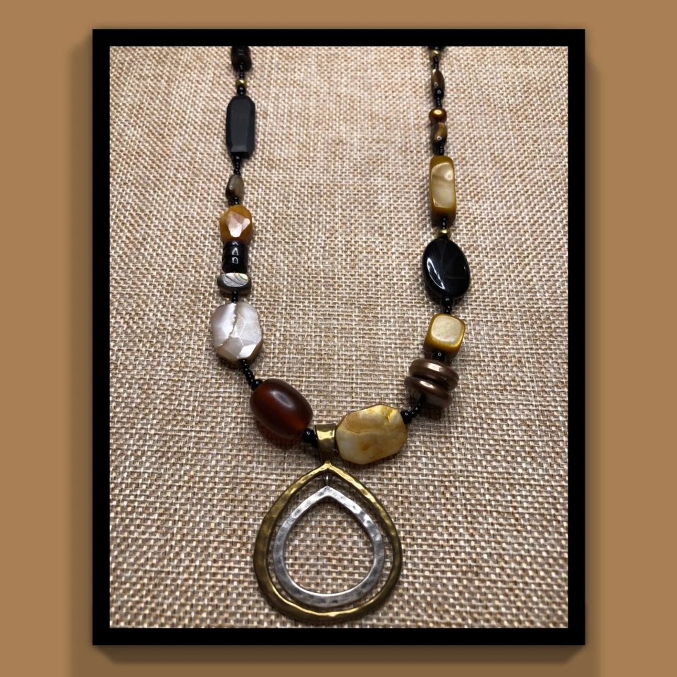 Colar pingente Silpada prata esterlina bronze pérola concha chifre  - Imagem 1 de 1