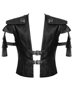 Punk Rave Mens Vest Waistcoat Black Faux Leather Goth Steampunk Victorian Armour - Picture 1 of 18