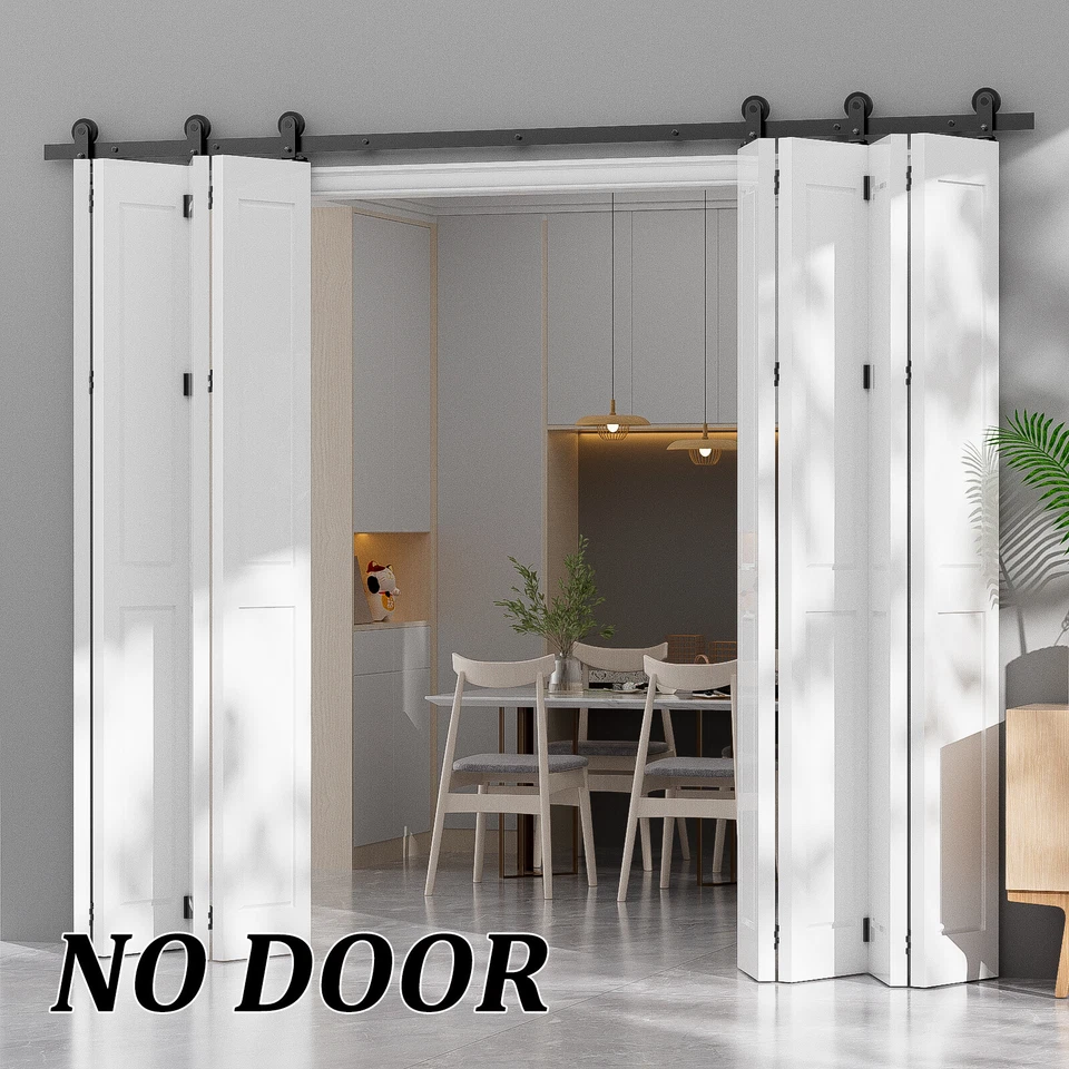 CCJH 5-20FT Doble Plegable Puerta Corredera Granero Herrajes Kit de Riel para 4/8 Puertas, Resistente Foto 1 de 4