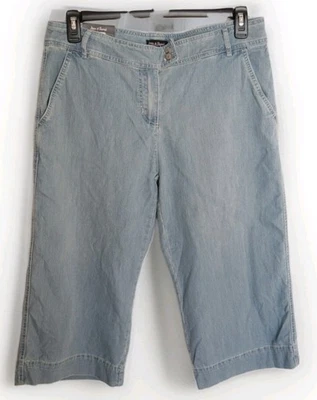 NWT Steve & Barry's Tab Front Stretch Wide Leg Jean Capri Womens Size 14 - Image 1 of 3