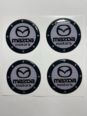 Mazda Wheel Cap Stickers Set – 4pcs 3D Domed Resin Center Cap Emblem Decals - Изображение 1 из 3