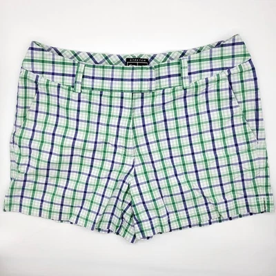 Adidas Shorts Women's 8 Plaid Chino Mid Rise Performance Golf Stretch Comfort  - Image 1 of 4