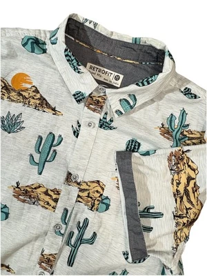 Retrofit Shirt Men's Cacti Pattern Button Up Short Sleeve Size Medium Western - Image 1 of 4