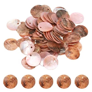 60Pcs Shell Beads for Jewelry Making, Flat Shell Coin, Pink - Picture 1 of 6