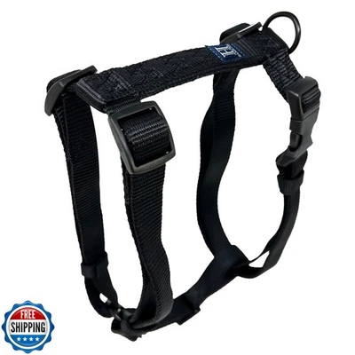 Arnés Hamilton ajustable cómodo de nailon para perros, negro, 3/4" x 20-3 Foto 1 de 3