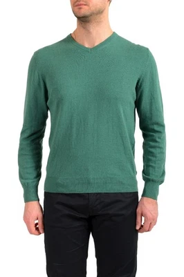 Pierre Balmain Men's Green Wool Cashmere V-Neck Pullover Sweater - Image 1 of 4