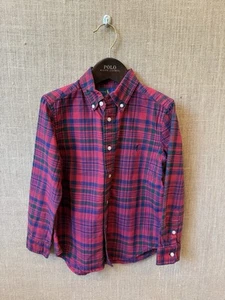 Ralph Lauren Boys Red Blue Plaid Button Up Shirt Size 6 - Picture 1 of 3