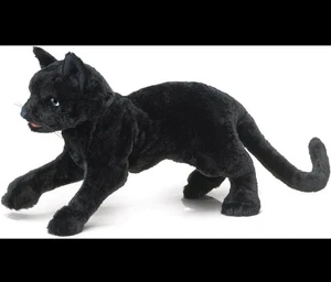Folkmanis Black Cat Puppet Plush Realistic Animal Stuffed Toy 20" - Picture 1 of 6
