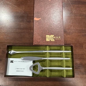 Juego de 3 barras de acero inoxidable MCM Kalmar Design #243 en caja mediados de siglo - Imagen 1 de 4