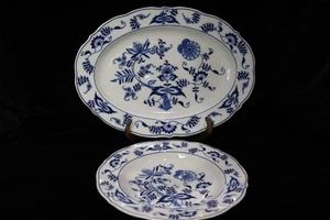 BLUE DANUBE BLUE ONION DESIGN RECTANGULAR MARK PLATTER & RIM SOUP BOWL - Picture 1 of 12