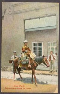 Perú Postal Lima La Lechera Vendedor de Leche Disfraces a Caballo Muy Bonito - Imagen 1 de 2