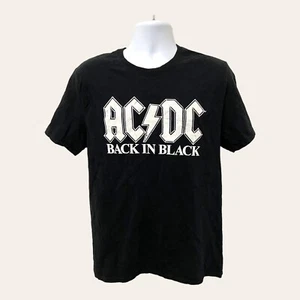 AC/DC Back In Black T-Shirt 2020 Men's Size L - Black with White Graphic - Picture 1 of 7