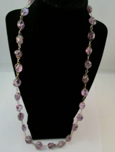 Vintage Artisan Purple Amethyst Rough Polished Stones 26" Necklace - Picture 1 of 5