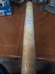 Vintage Vinyl Prepasted Double Roll Kitchen 70’s Yellow Orange Green Wallpaper - Picture 1 of 3
