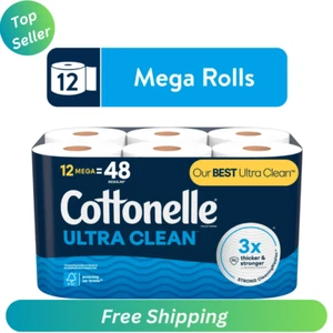 Cottonelle Ultra Clean Toilet Paper, 12 Mega Rolls