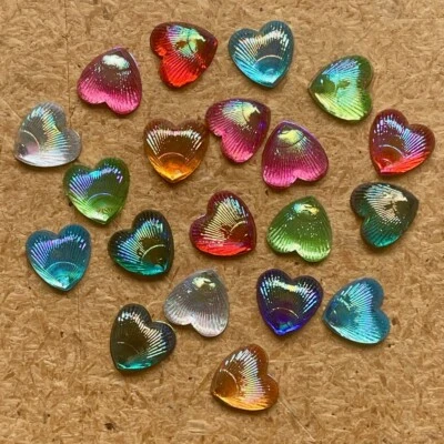 20pc 10mm Heart Shell Pearlescent AB Resin flatback Scrapbook phone #2029 - image 1 of 3