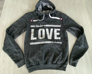 On Fire Women's Sweatshirt Neck Cover Gray Long Sleeve Size MEDIUM Love CA - Picture 1 of 5