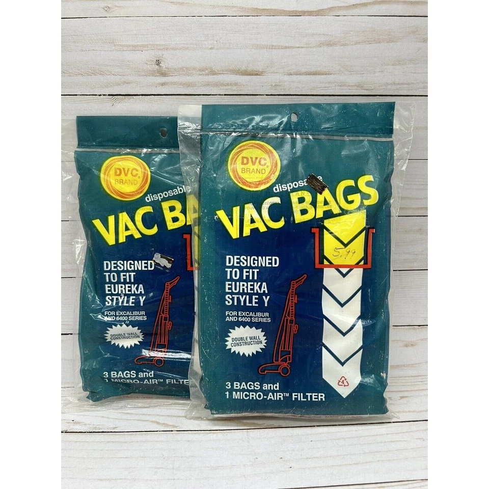 2 x 3ct DVC Brand Vac Bags & 1 Micro Air Filter for Eureka Style Y - Image 1 of 1