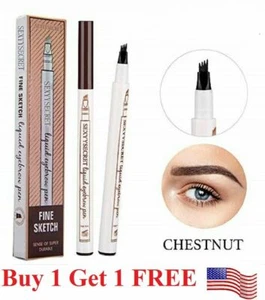 Waterproof Microblading Eye Brow Eyeliner Eyebrow Pen Pencil Brush Makeup Tools - Picture 1 of 13