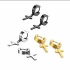 3 Pairs Stainless Steel Piercing Hoop Huggie Cross Dangle Earring For Men Women