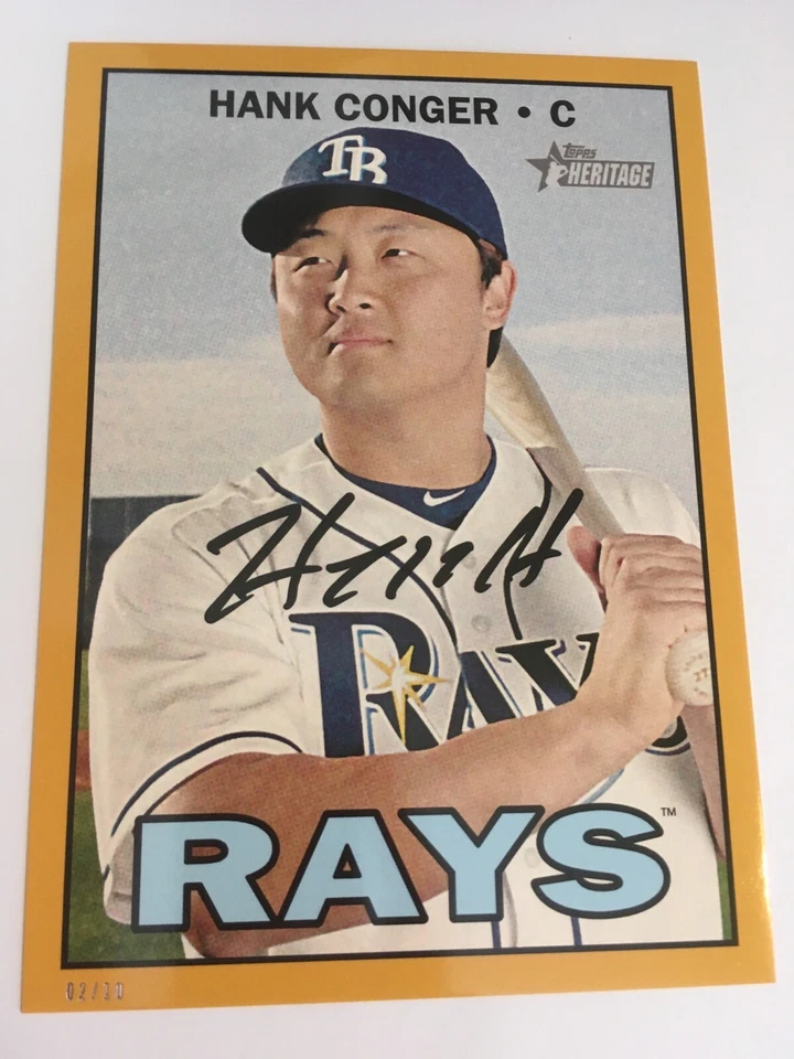 2016 Topps Heritage High Number 5x7 Hank Conger Rays 501 #'d /10 Gold - Image 1 of 1