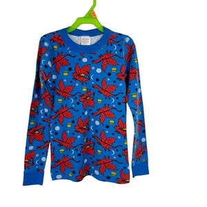 Hanna Andersson Pajama Top Youth 8 Blue Red Dragons Knit Long Sleeve Sleepwear - Picture 1 of 8