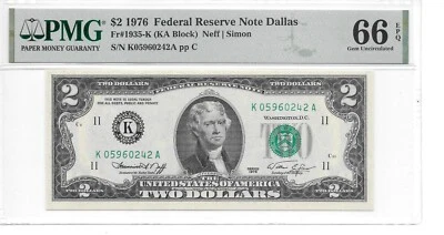 1976 Dallas $2 FRN (KA Block) PMG 66 EPQ Gem Uncirculated - Image 1 of 4