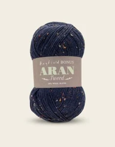 Sirdar Hayfield BONUS ARAN WITH WOOL Knitting Wool Yarn 400g 636 Navy Tweed - Picture 1 of 1