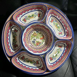 Pottery Barn rot Blumen Del Sol Melamin geschnitten Servierplatte Aufkleber - Bild 1 von 18