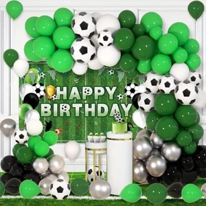 Football Themed Birthday Balloon 106PC Garland Arch Kit Black,Green,White,silver - Picture 1 of 5
