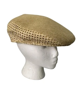 Henschel Hat Straw Newsboy Flat Cap Adult Large L Beige Classic Golf - Picture 1 of 13