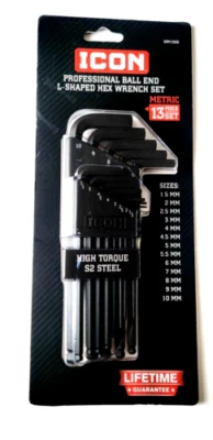 (NEW) ICON Professional Ball End 13pc Metric L-shaped Hex Wrench Set high Torque - Image 1 of 2