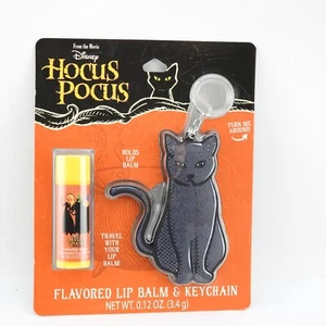 New Disney Hocus Pocus PUMPKIN SPICE Flavored Lip Balm  Black Cat Holder - Picture 1 of 2