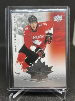 2021 Upper Deck Team Canada Juniors Base 2 Braden Schneider NY Rangers RC #2 - Image 1 of 3