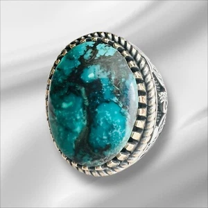 Natural Persian Neyshapuri Turquoise Firuze  Ring in Solid 925 Silver Ring - Picture 1 of 8