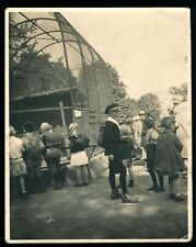 Schulklasse bewundert die Affen im Zoo - 1920er 1930er - Tierpark - Foto 9x11cm