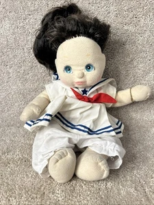 1985 Mattel My Child Puppe braune Haare blau grüne Augen Matrosenkleid dunkelbraun - Bild 1 von 7