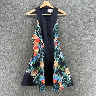 Keepsake Dress Women S Small Black Floral Sheath Midi V-Neck Zipper Sleeveless - Image 1 of 4