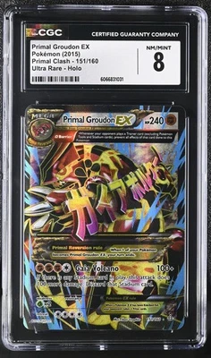 CGC 8 Primal Groudon EX 2015 Primal Clash 151/160 Ultra Rare Holo Pokemon Card - Image 1 of 2