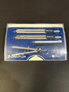 VINTAGE STAEDTLER 7-Piece DRAFTING /COMPASS SET w/ Hard Case #559-09 - Picture 1 of 7